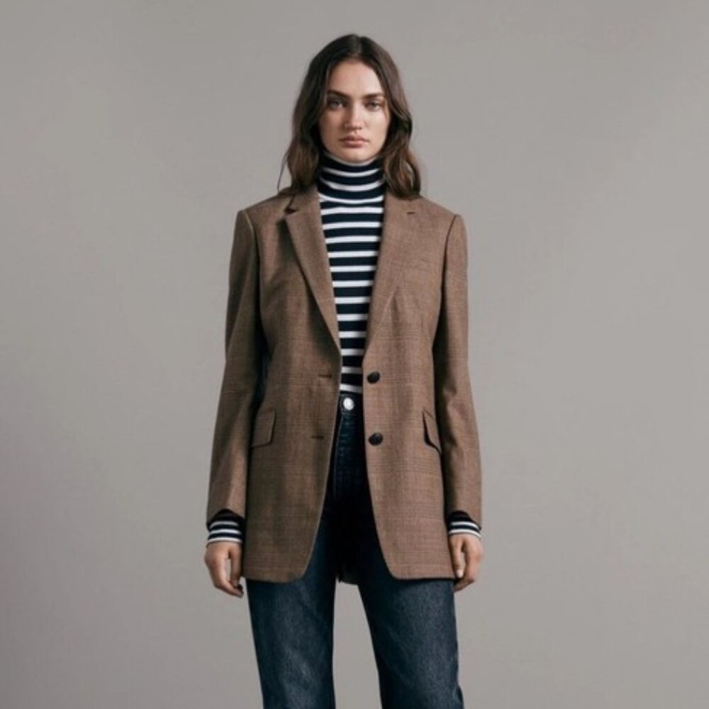 Rag and Bone Charles boyfriend blazer in beige plaid
